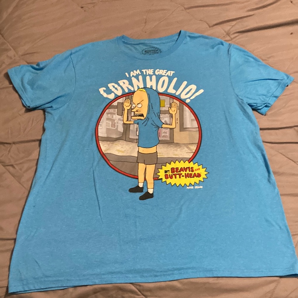 Men’s Beavis and Butt-Head Blue Graphic Tshirt Size Medium